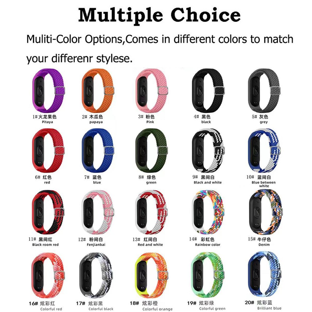 Mi Band 3 4 5 6 7 Nylon Braided Elastic Buckle Wrist Strap Xiaomi Band Colorful Strap