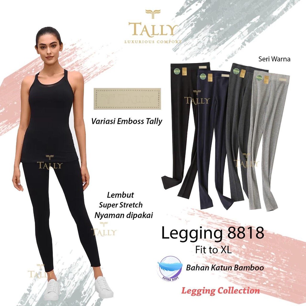 TALLY CELANA LEGGING HARIAN 8818 I FREE SIZE | FIT XL | BAHAN KATUN SPANDEX