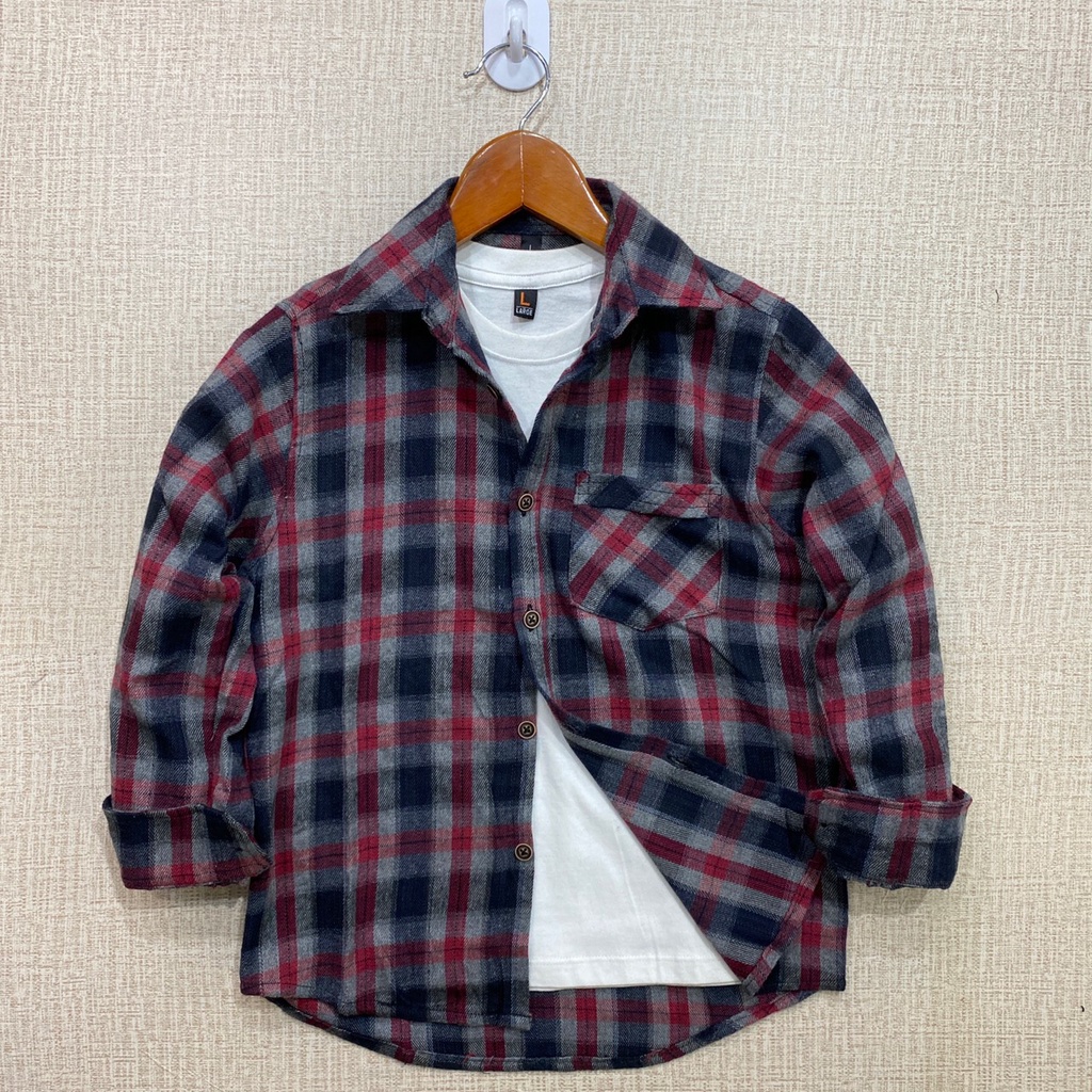 Baju Kemeja Flanel anak laki laki Usia 1Tahun - 10Tahun - Flanel Kids Boy Motif Kotak-Kotak Ori