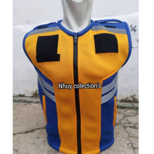 Rompi polos kuning kombinasi biru