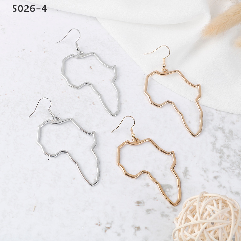 5026-4 Anting Kait Gantung Wanita Bahan Alloy Desain Peta Afrika Gaya Etnik / Afrocentric / Tribal Untuk Hadiah