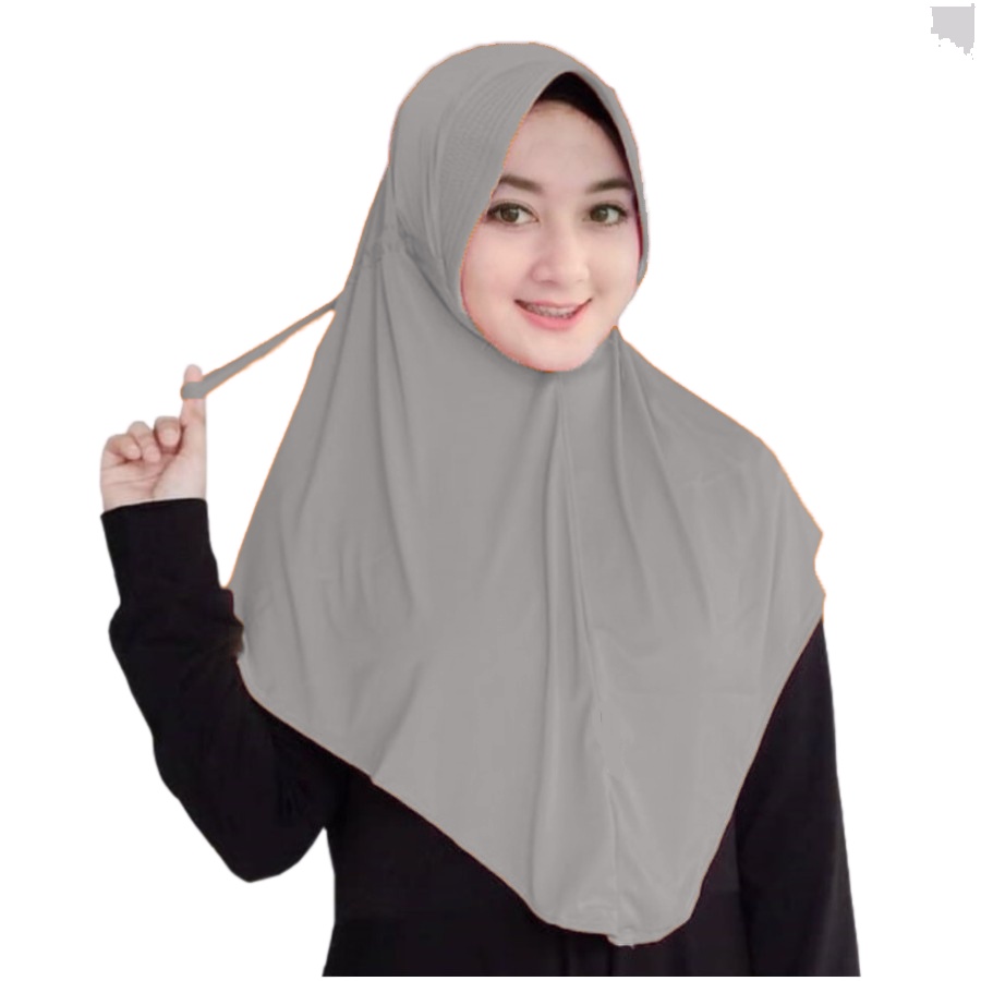 Jilbab Serut Jokowi / Hijab Instan Serut Jersey ukuran 70x75cm Ori termurah-Abu Muda