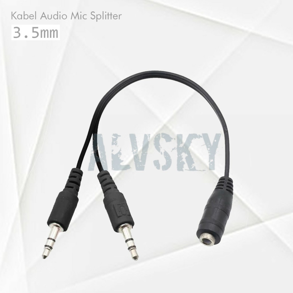 KABEL AUDIO SPLITTER JACK 3.5MM 1 FEMALE TO 2 MALE (MIC &amp; AUDIO)