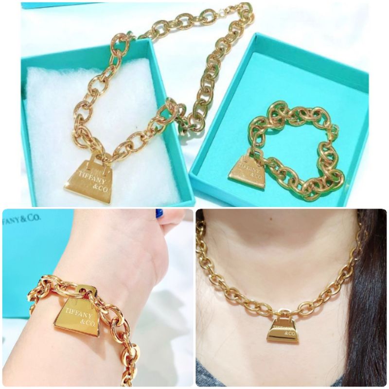 Kalung Gelang Titanium Asli Gold Motif Tifann1 Co Premium Quality Anti karat anti alergi Stainless steel ori Branded band Kt91