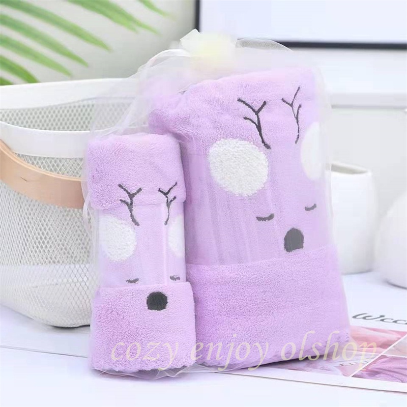 Handukmall Handuk Mandi Handuk Dewasa Unisex Set 2 pcs 70X140cm Dan 35X75cm Perlengkapan Kamar Mandi Daya Serap Tinggi Handuk Seserahan Handuk Hantaran Hampers Souvenir