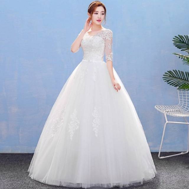 Gaun Wedding Pengantin Simple white bride