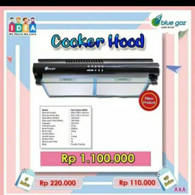 Cooker Hood  crystal series blue gas