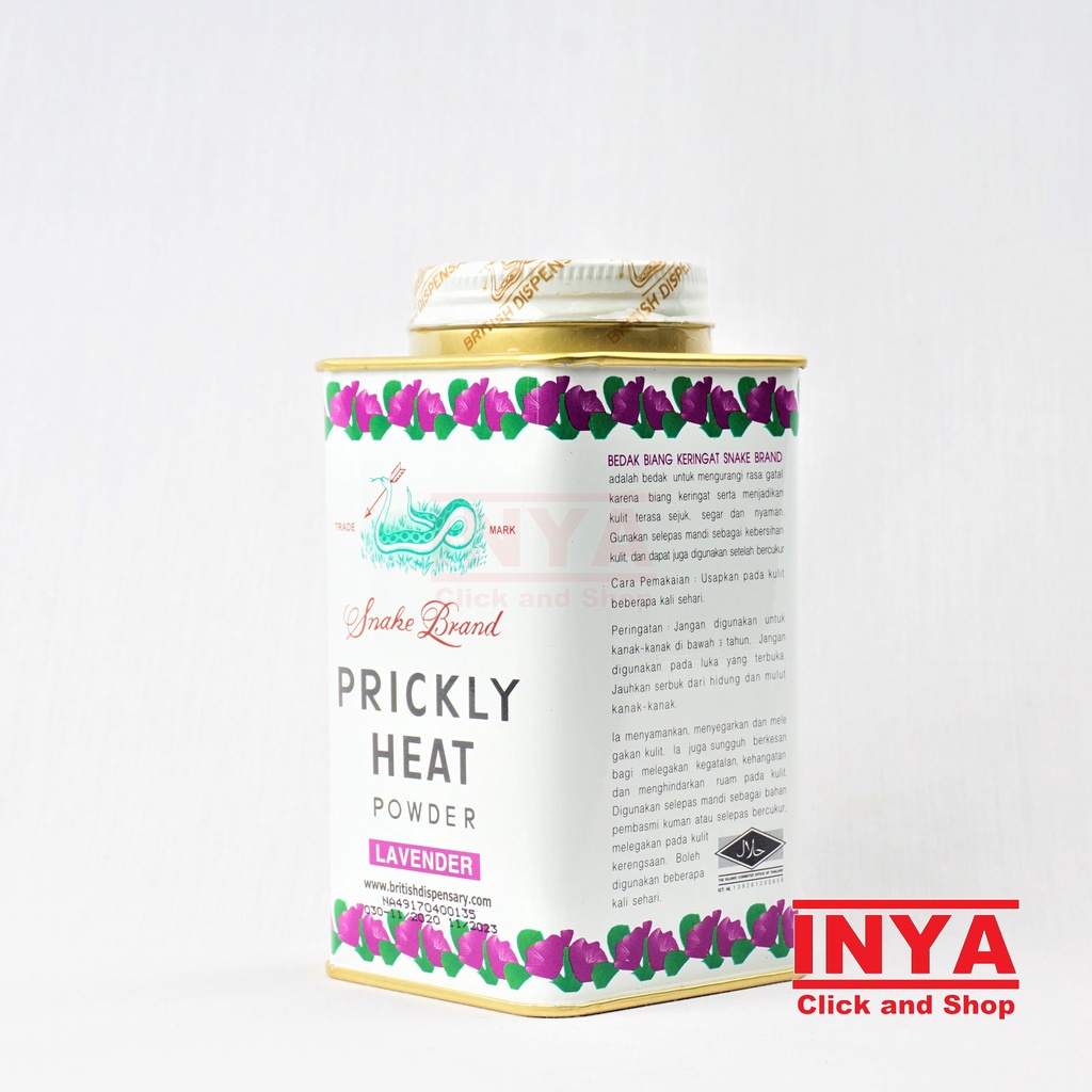 SNAKE BRAND PRICKLY HEAT POWDER LAVENDER 150gr - Bedak Kulit