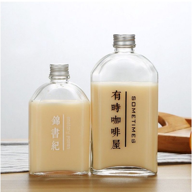 Natasia22 Flat Glass Bottle 500 Ml Botol Kaca Gepeng Botol Minuman Juice Kopi
