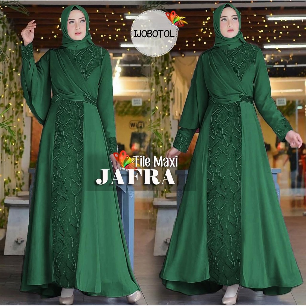 MAXI DRESS JAFRA TILE / DRESS MAXI BAHAN MOSCREPE KOMBI TILE MUTIARA