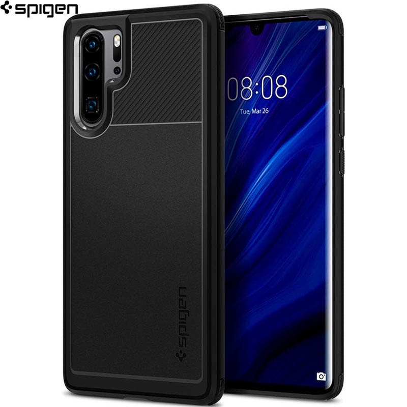 Spigen Rugged Armor Case Huawei P30 Pro - Casing Black Soft Cover Hitam Original Shock