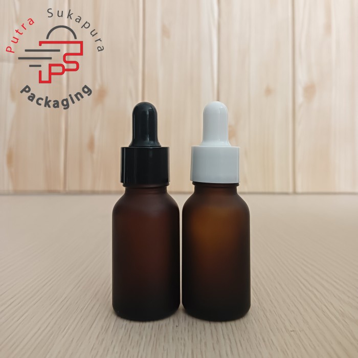 botol pipet 15ml kaca frosted coklat/botol serum 15ml/ring smooth