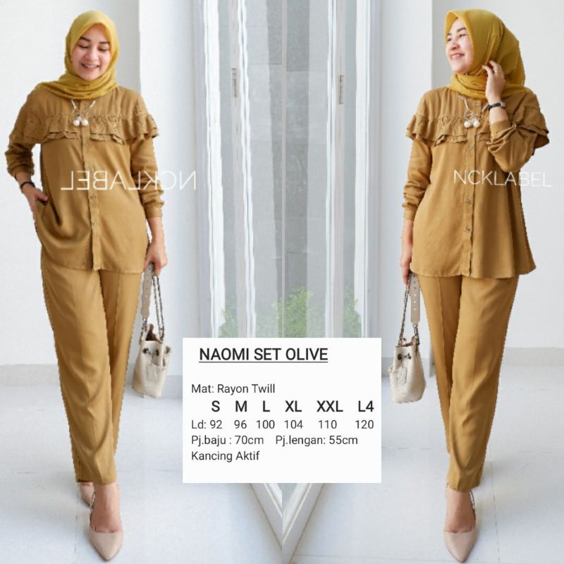 NAOMI SET, ONESET SETELAN POLOS RAYON TWILL ORI NCK LABEL