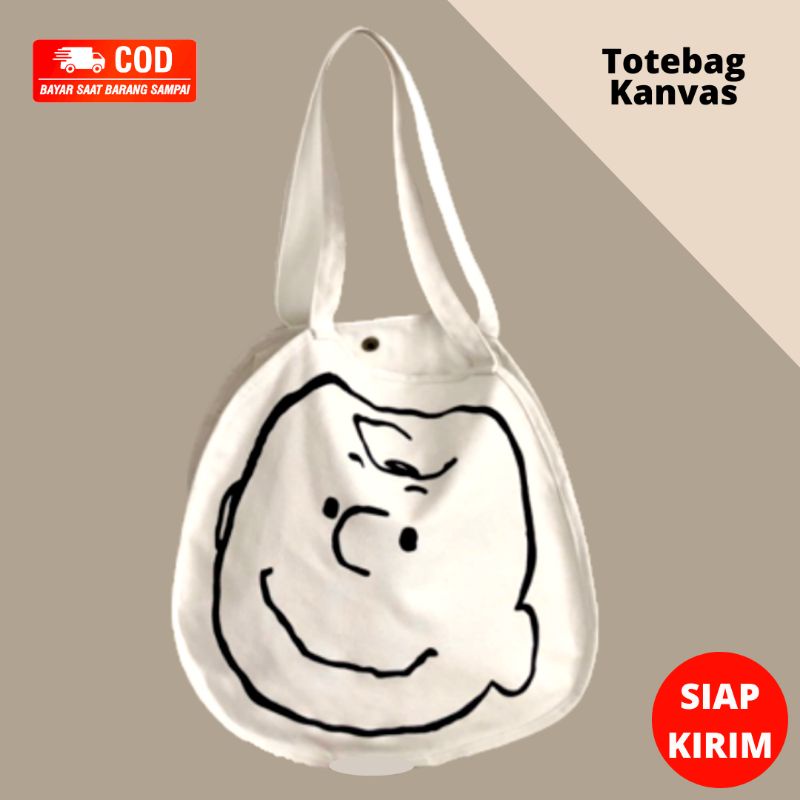 Circle Round Bulat Totebag Kanvas Aesthetic Kuliah Motif Unik