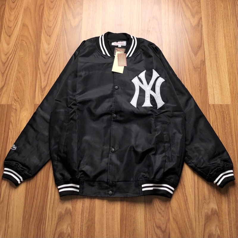 VARSITY JACKET-  LOGO NY BIG HITAM BORDIR FULLTAG