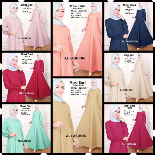 Sari - Gamis JUMBO LD 110 L XL Baju polos warna magenta tosca merah putih coktu