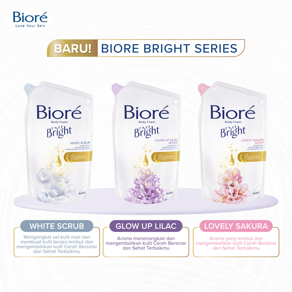 Biore Bright Sabun Mandi Cair Pencerah Kulit Glow-up Lilac  400ml