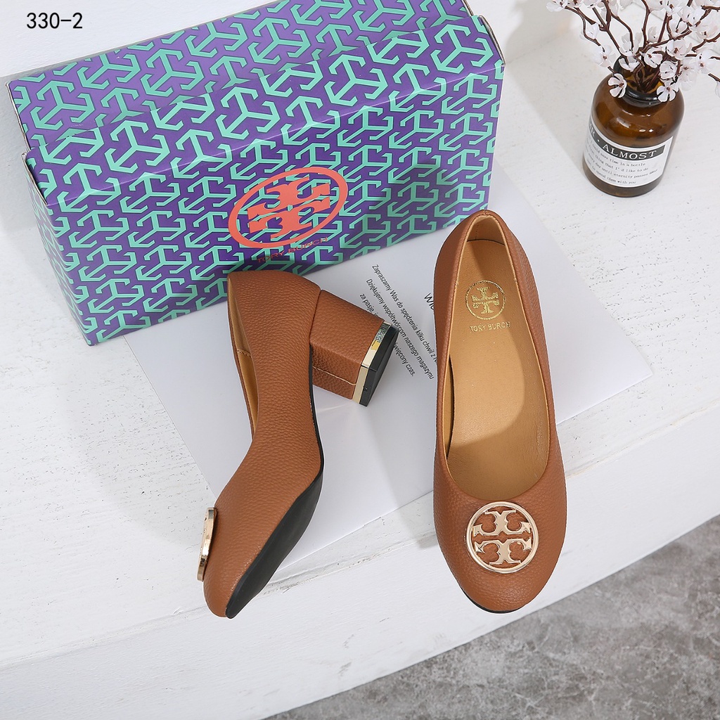 TB Togo Leather Pumps Heel #330-2