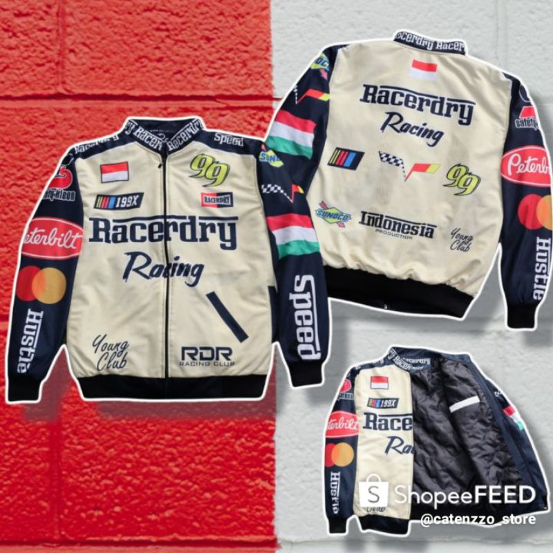 JAKET YAMAHA - JAKET HONDA - JAKET MOTOR - JAKET NASCAR PRIA PREMIUM - NASCAR RACING - JACKET RACING - NASCAR JACKET VINTAGE - VARSITY JACKET-nascar cream