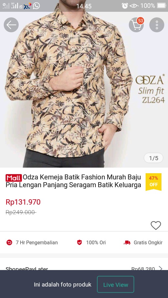 Odza Kemeja Batik Fashion Murah Baju Pria Lengan Panjang Seragam Batik Keluarga