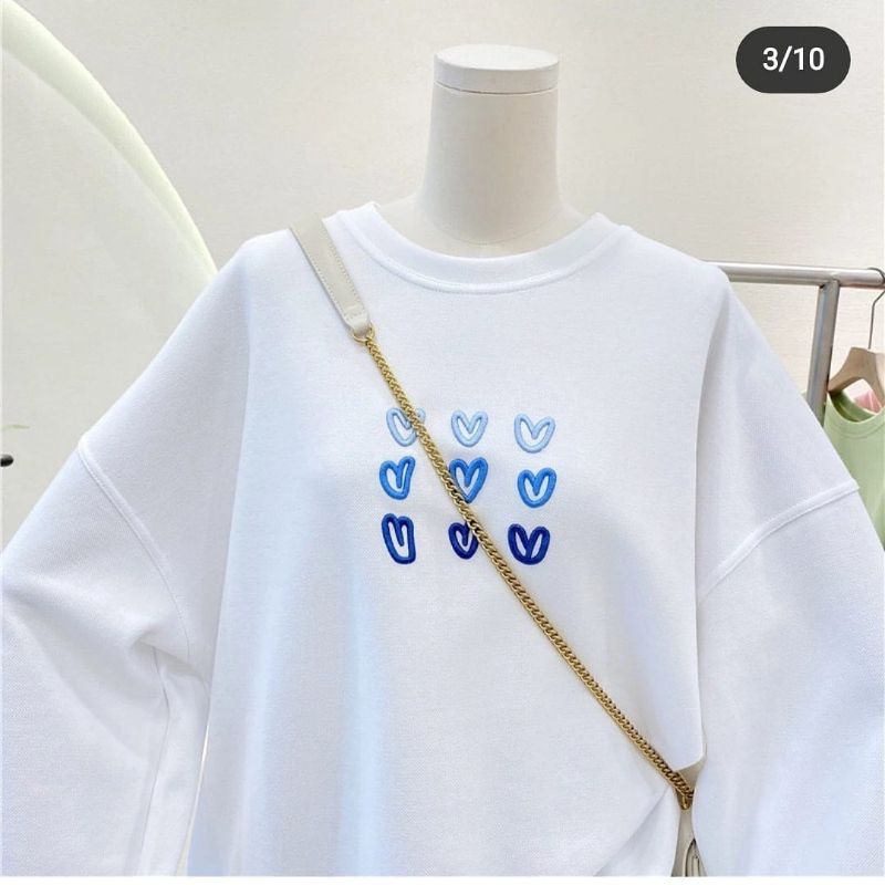 Sweater Polos Crewneck Wanita L &amp; XL Full Love