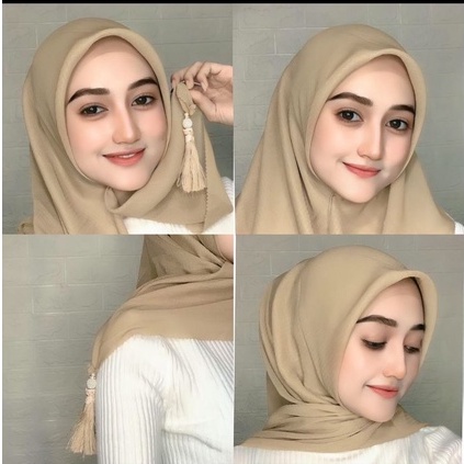 HIJAB JILBAB KERUDUNG SEGIEMPAT SQUARE WAFFLE TASSEL