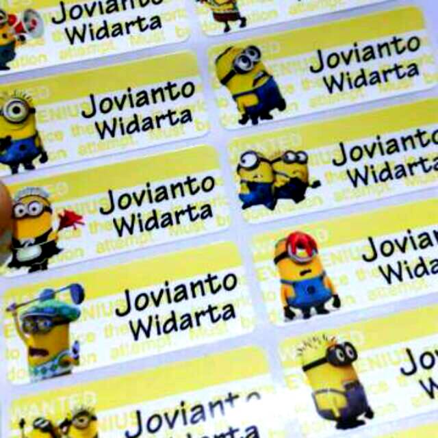 

Label nama anti air stiker waterproof Minions
