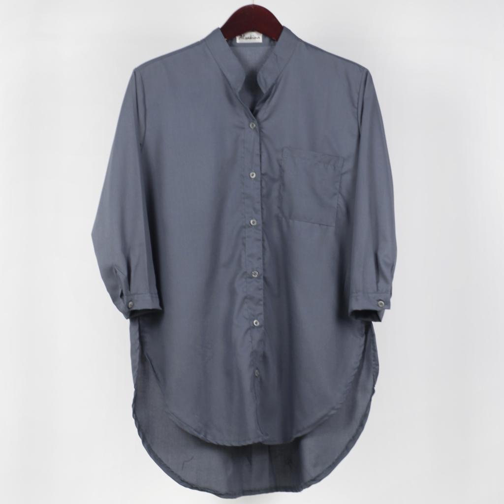 Kemeja Tunik Polos / Kemeja Wanita / Kemeja Polos / Kemeja Kerja / Bahan Toyobo-Abu-Abu