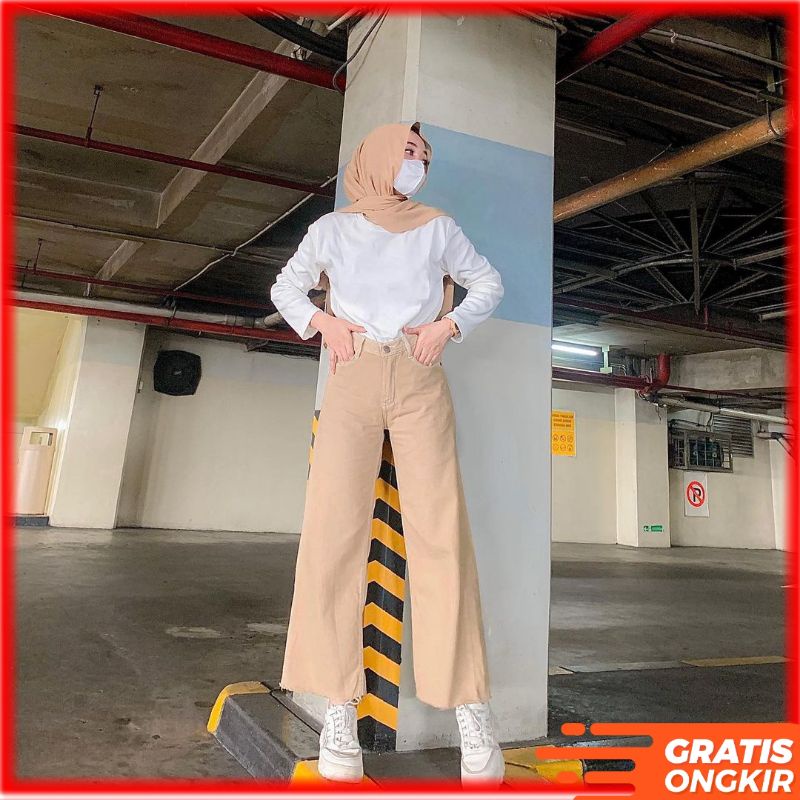 celana kulot jeans wanita premium jens panjang jins kekinian muza terbaru
