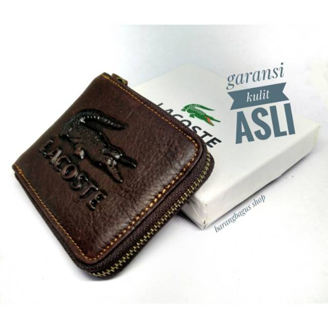 Dompet Import kulit asli pria Branded Lacoste (model seleting putar)