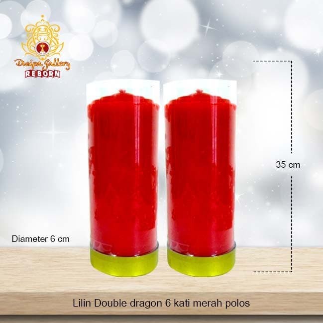 Lilin/Candle Puja Sembahyang Double Dragon 6 Kati Merah Polos