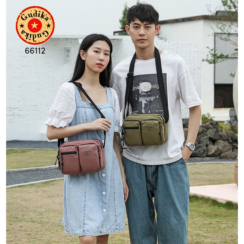 GUDIKA - Tas Selempang Kece Kekinian Unisex Bisa COUPLE Import Original 66112 bahan nilon waterproof anti air terbaru 2022 - pasangan - couple - kapel - kopel - tas wanita - tas pria - tas cewek - tas cowok - slingbag - tas bahu - tas slempang - tas - bag