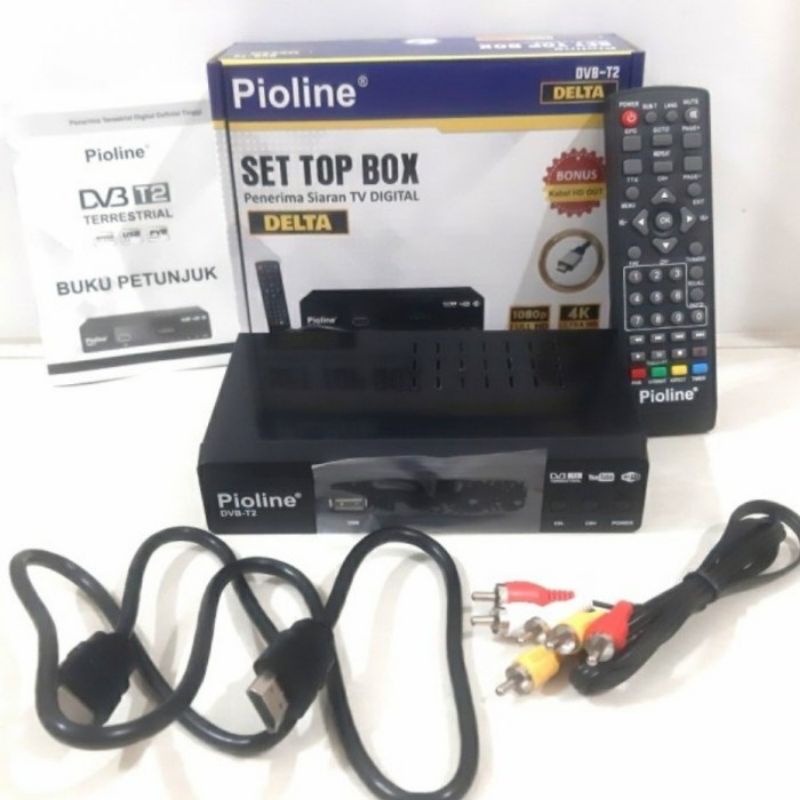 Stb (Set top box) Pioline Dvb-T2 merk HD/Delta 1080p full hd + kabel hdmi