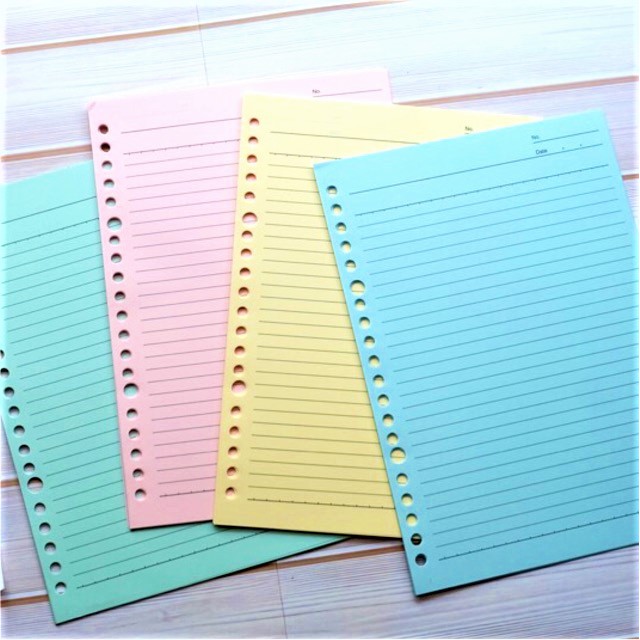 

ISI REFILL KERTAS BINDER NOTE LOOSE LEAF A5 GARIS WARNA 20 RING LUBANG ISI ULANG BINDER NOTE