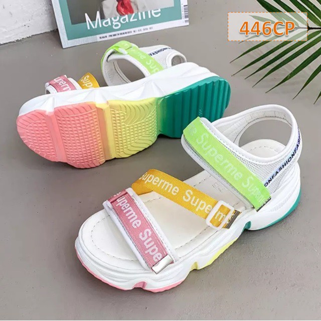 Sandal Gunung Tali Wanita Cathy Fahion Kasual Korea Sol Tebal 5 Cm (WA412)-Supermi Putih