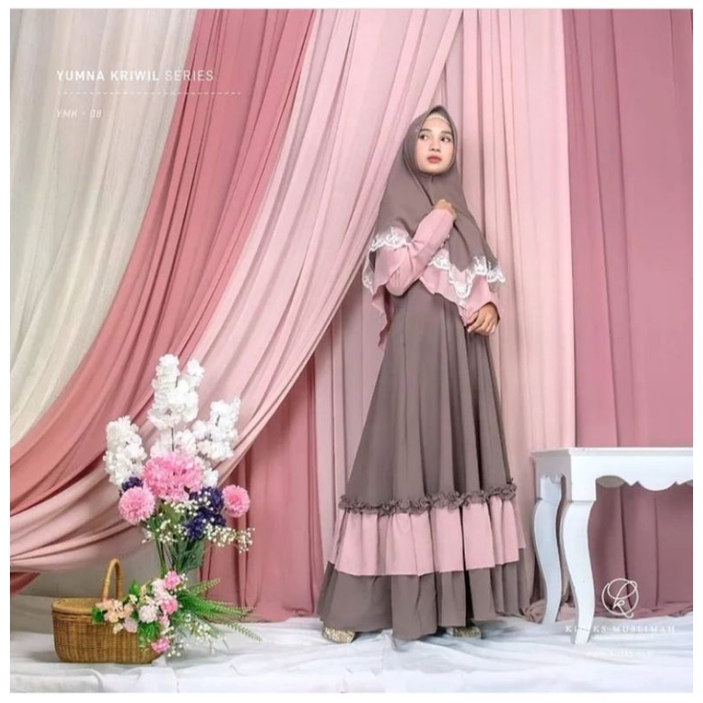 Gamis Yumna Kriwi Kiciks Muslimah (1 set plus hijab)