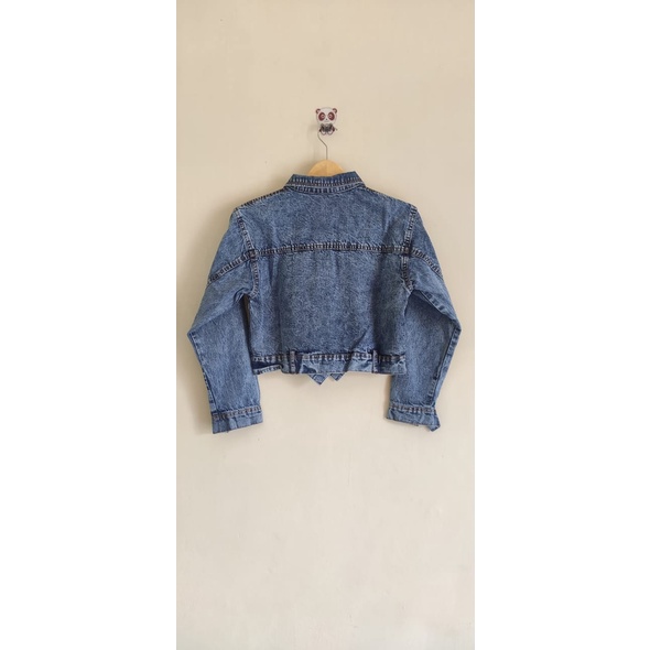 SNOWANSH JAKET JEANS CROP WANITA SAKU BELANG