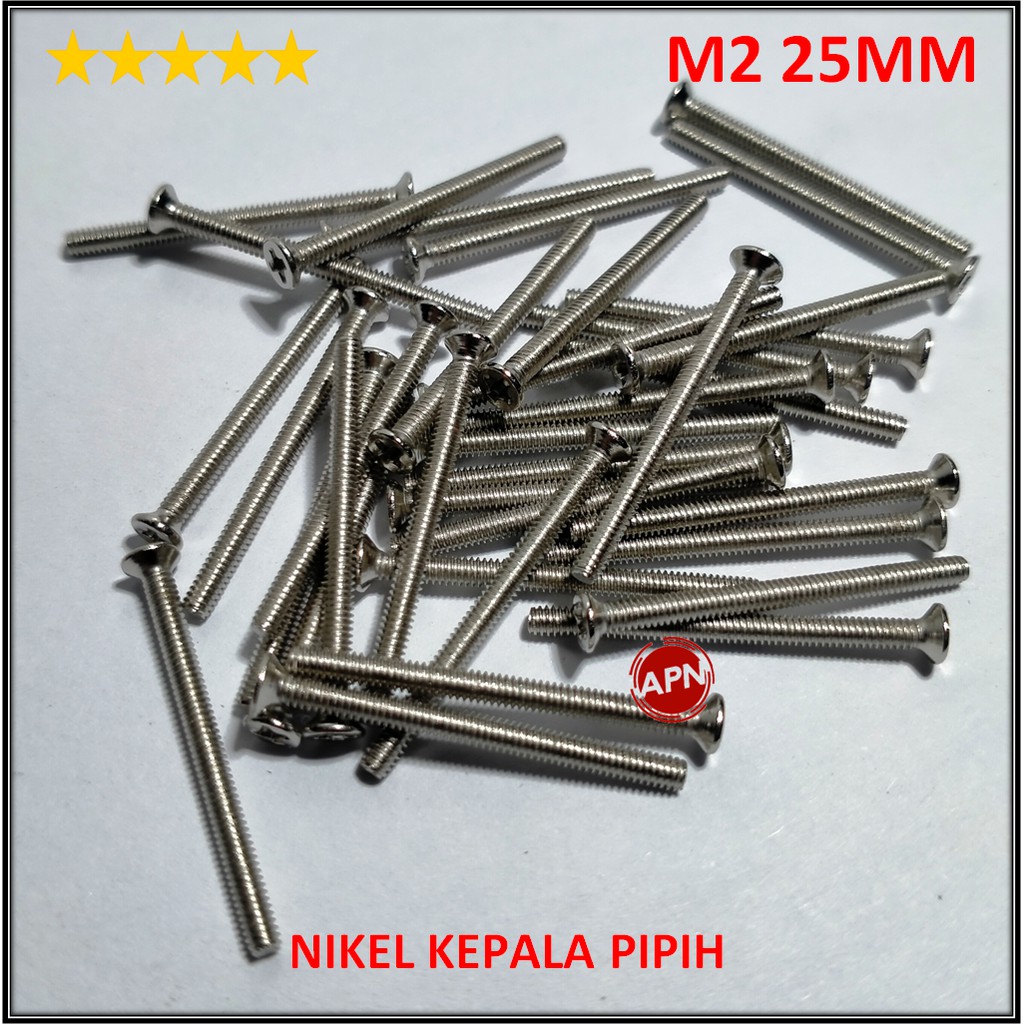 BAUT / SCREW M2 25MM NIKEL KEPALA PIPIH