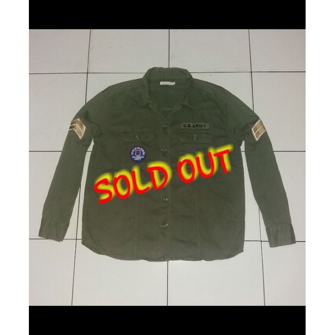 Kemeja Browny Japan OG107 Fashion Us Army with Patch