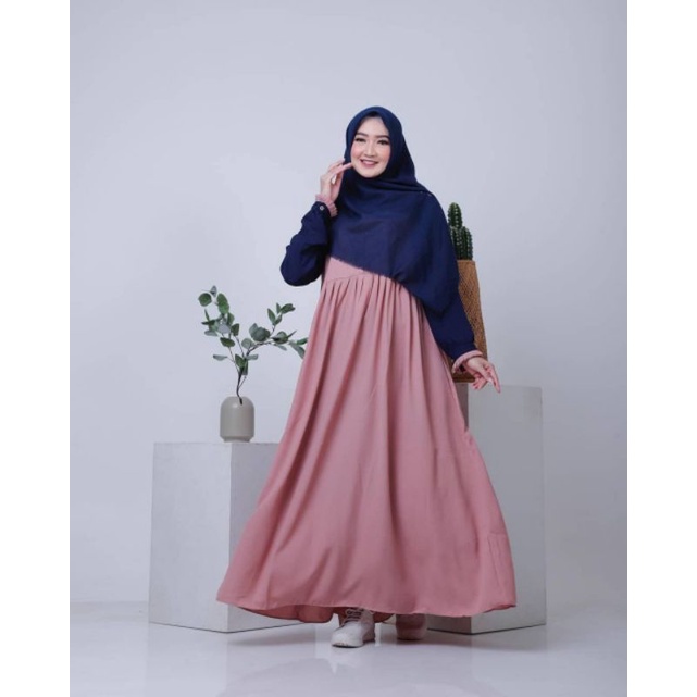 Aryana Dress Bahan Wolfis By Elka Label / Gamis Simpel / Gamis Busui / Gamis Syar'i