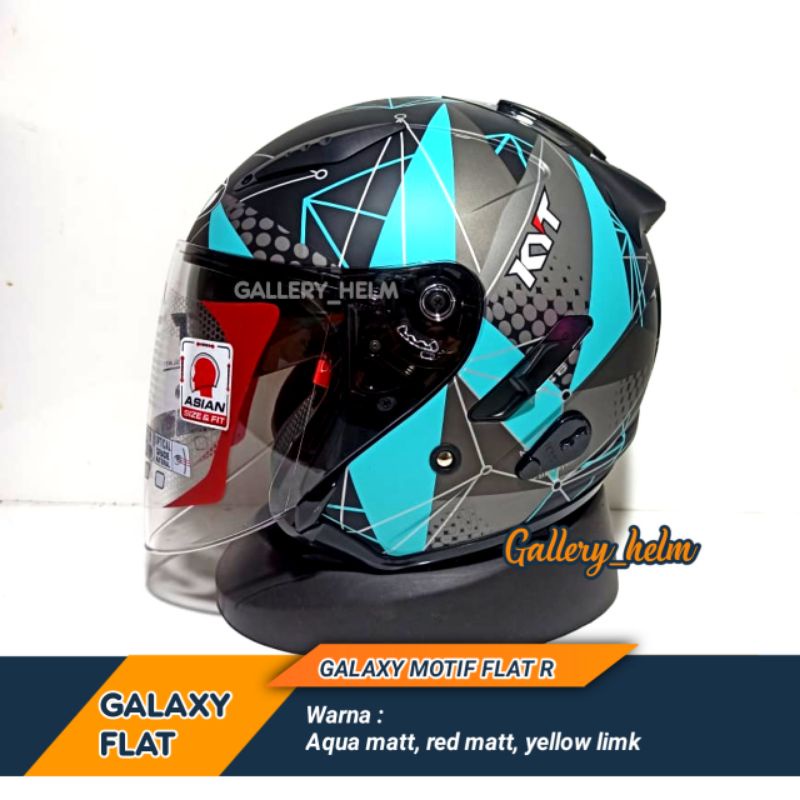 HELM KYT GALAXY FLAT R MATRIX BLUE MATT | KYT GALAXY MOTIF AQUA BLUE DOFF
