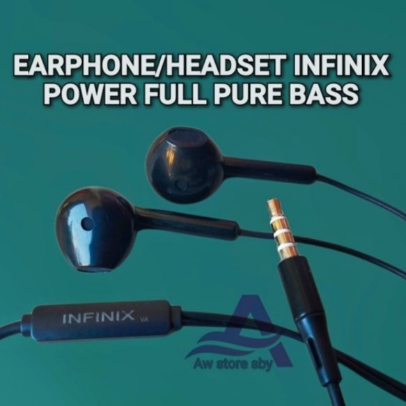 EARPHONE INFINIX IMPRESIVE BASS + MIC HEADSET INFINIX NOTE 7/NOTE 8/ HOT 8/HOT 9/HOT 10 [V-A108]