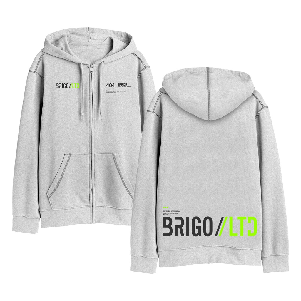 Sweater Hoodie Resleting BRIGO EROR 404 Sablon DTF Fleece Cotton II BRIGO Zipper Jumper Hoodie EROR 404 II M-XXL (Pria &amp; Wanita) Free stiker&amp;Gantungan Kunci