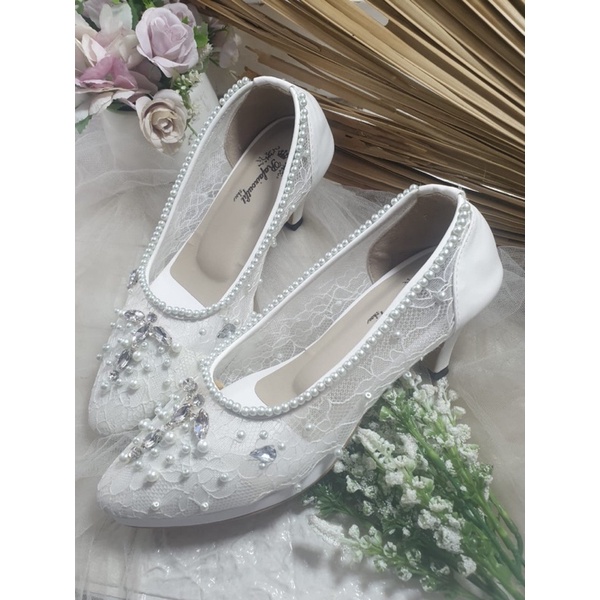 sepatu wedding noviara putih tinggi 7cm lancip