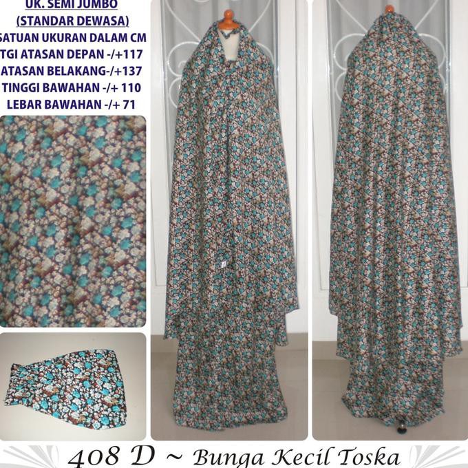 Sale  Mukena Bali Motif Bunga Kecil Katun Rayon Dewasa 408D Semijumbo Toska Terbaru