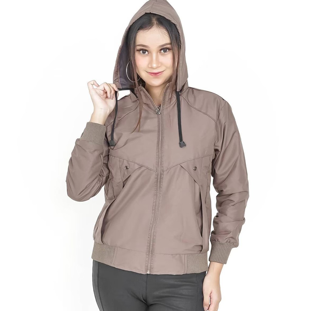 Jaket Parasut Cewe Bolak balik Parka Anti Air Original blessher hoodie bisa lepas pasang