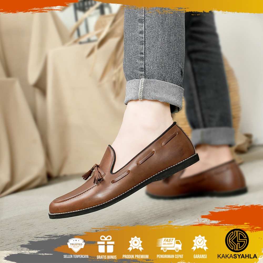 LUCA - Sepatu Pantofel Slip On Pria Wanita Formal Ukuran 39 - 43 Warna Cokelat Hitam Tan - Pantopel 