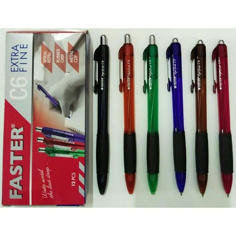 PULPEN FASTER C6 (12 pcs) - PULPEN HITAM