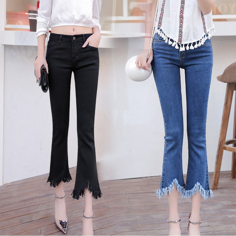Fashion Wanita  Celana  Jeans  Panjang Model Lebar  dengan 