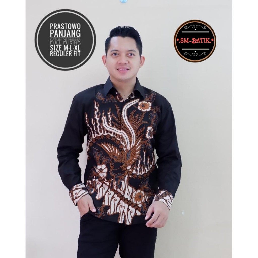 Prastowo Kemeja Batik Katun Halus Batik Pria Modern Asli Solo Atasan Batik SM